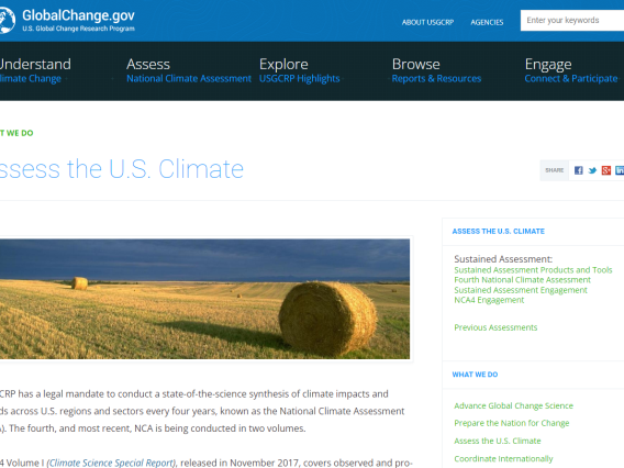 Screenshot of National Climate Website.