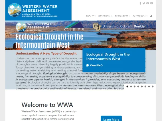 Screenshot of Western Water Assessment website.