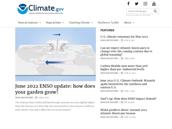 Screenshot of NOAA Climate.gov website.