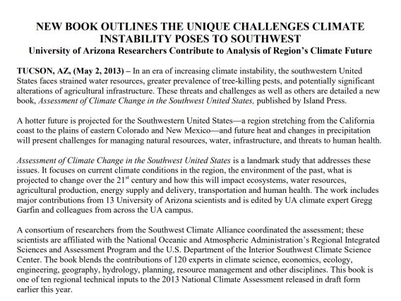 Screenshot of the first page of UA press release.