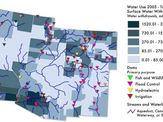 Many Southwest cities rely on water supplies from large-scale water storage and delivery structures, potentially vulnerable to climate change.