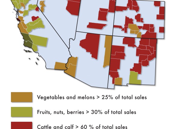 The region produces much of the nation’s high-value specialty crops (fruits, vegetables, nuts) that are vulnerable to climate change.